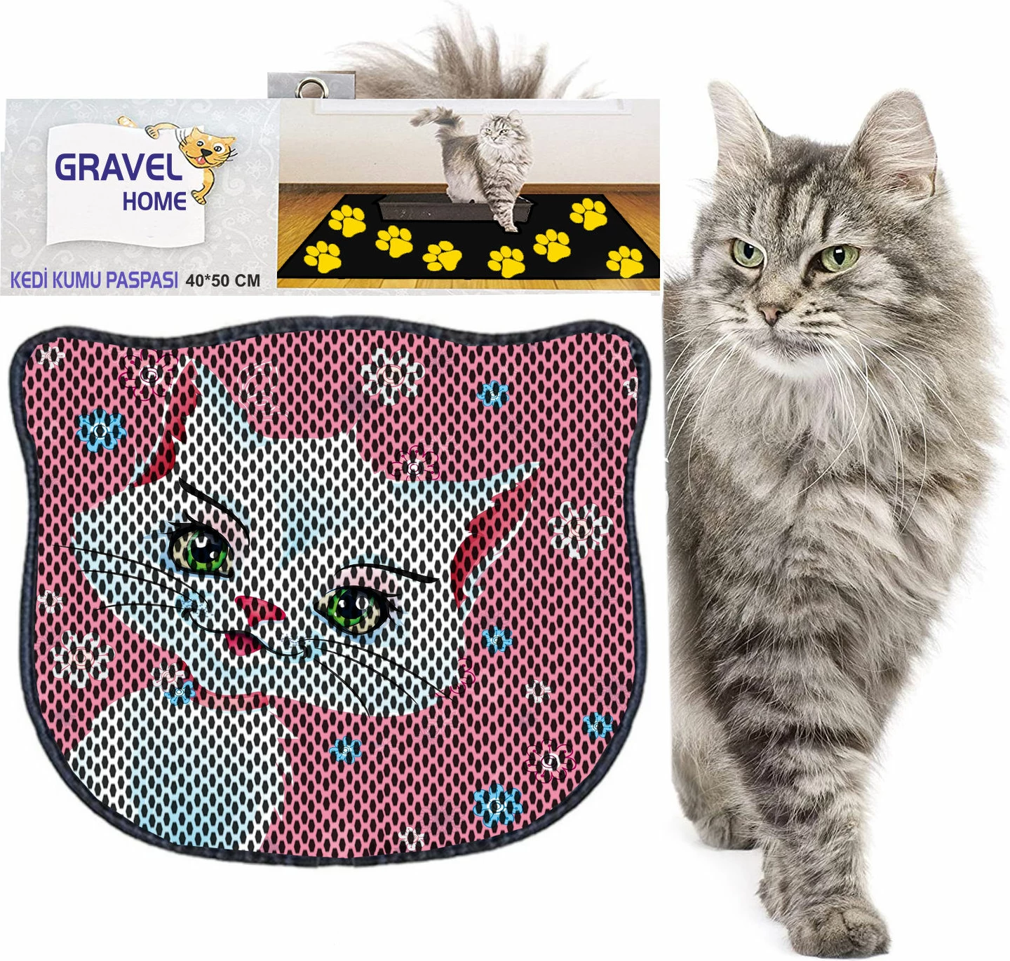 Tapet për rërë maceje, shumëngjyrësh, Paws & Whiskers, Kdkafa0252, 40x50cm