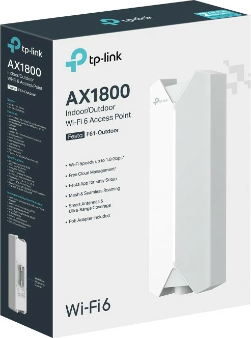 Access Point TP-Link Festa F61-Outdoor AX1800, IP67, PoE, i bardhë