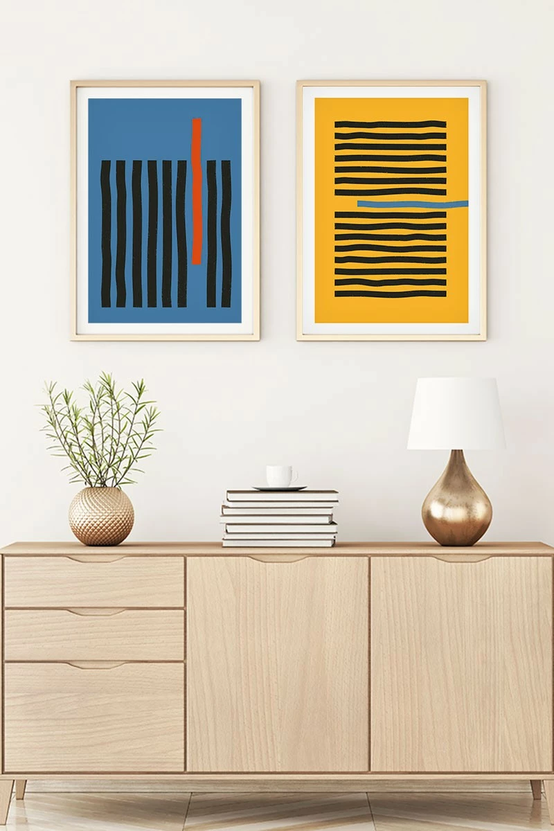 Piktura dekorative me kornizë MDF (2 copë), Wallity, Huhu128, 20x30cm