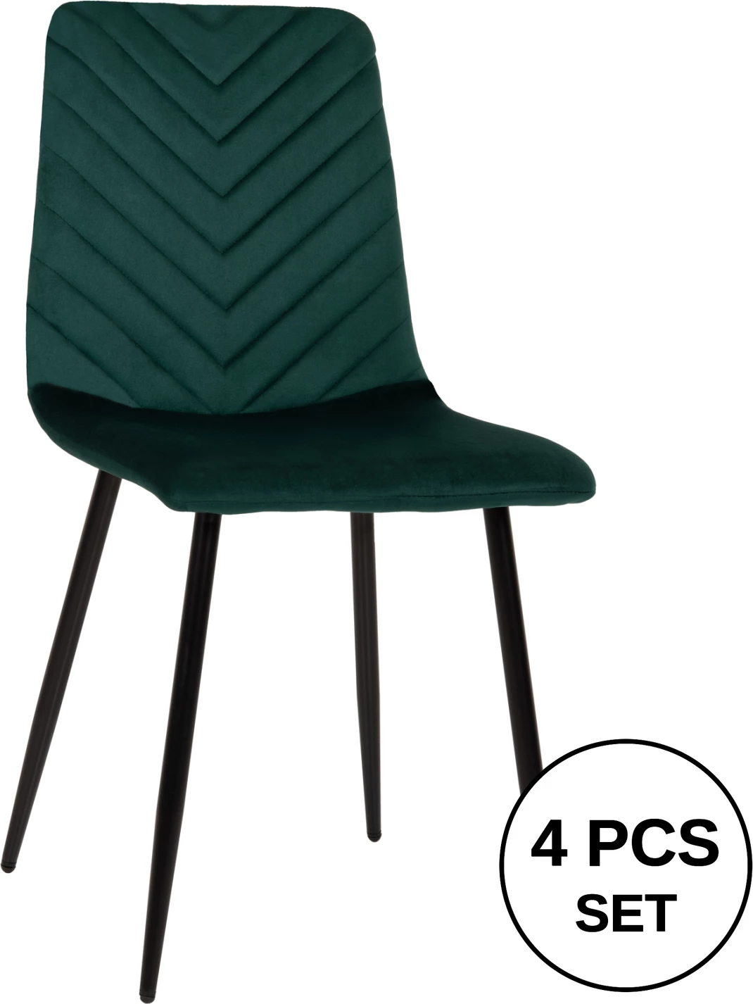 Karrige ngrënieje LATRELL, jeshile cypress, këmbë metalike të zeza, 43x54x88H cm., set prej 4 copë