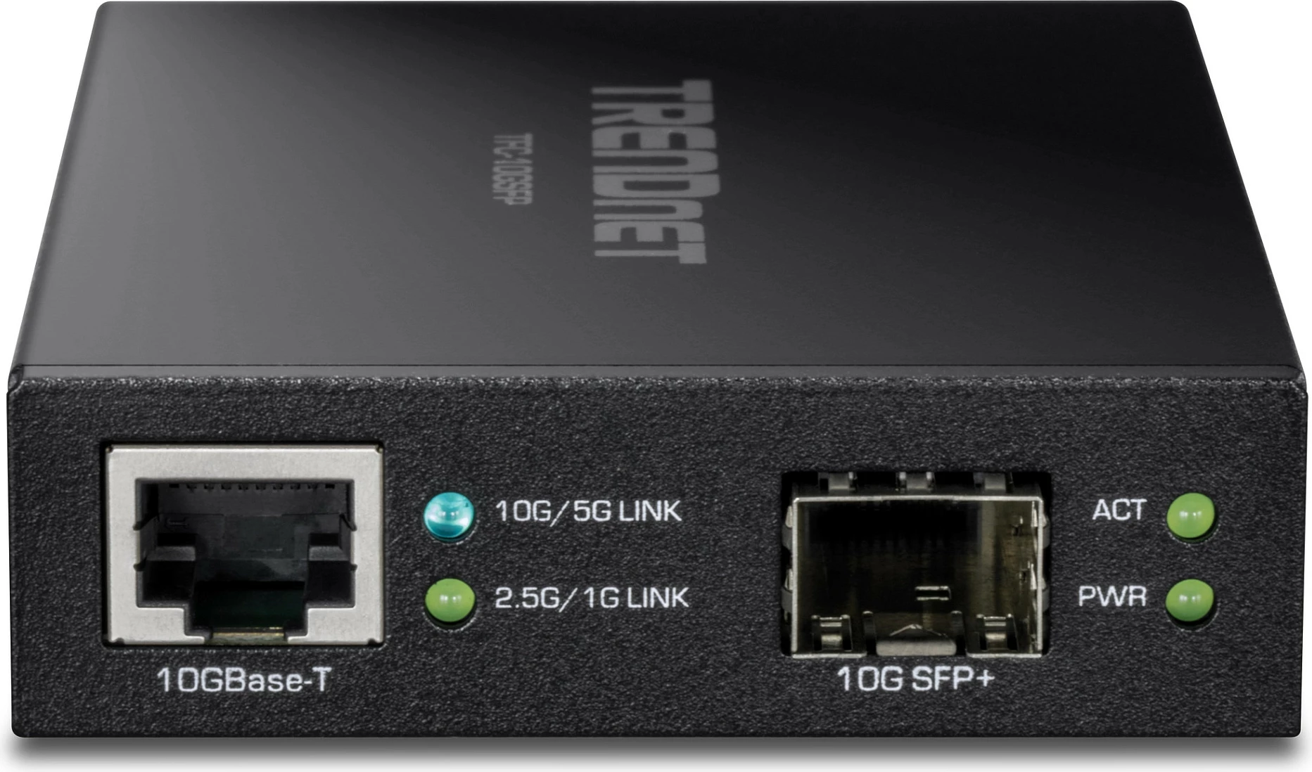 Konvertues media TRENDnet TFC-10GSFP, 10GbE RJ-45 në SFP+, 10 Gbps, i zi