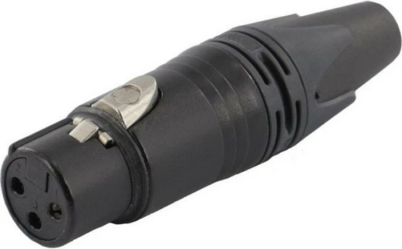Konektor XLR femër EQUIP 147931, 3-Pole, kontakte të arta, i zi