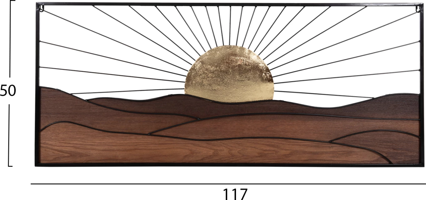 Dekor për mur FH4219 ngjyra druri natyrale-metal i zi 117x3x50H cm