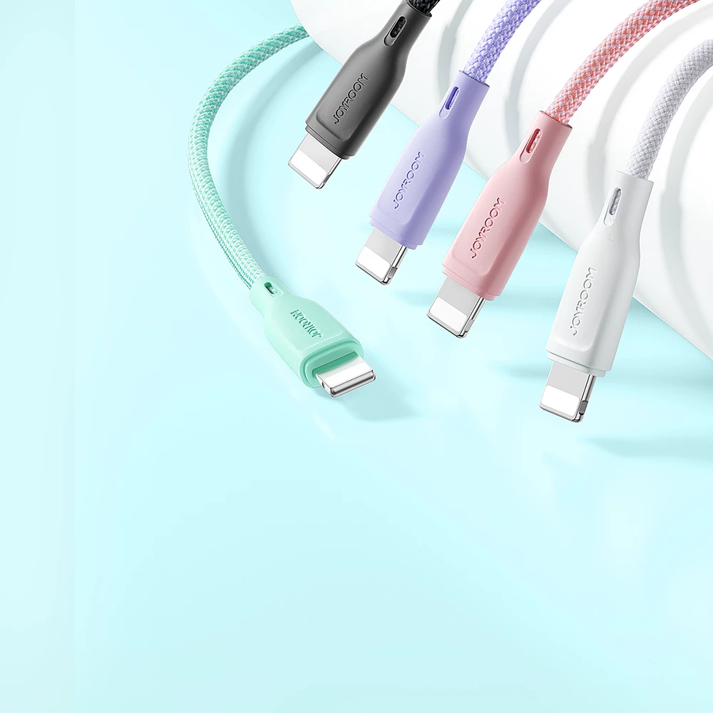 Kabllo Joyroom Multi-Color Series S-A34, USB-A në Lightning, 1m, 3A, Rozë