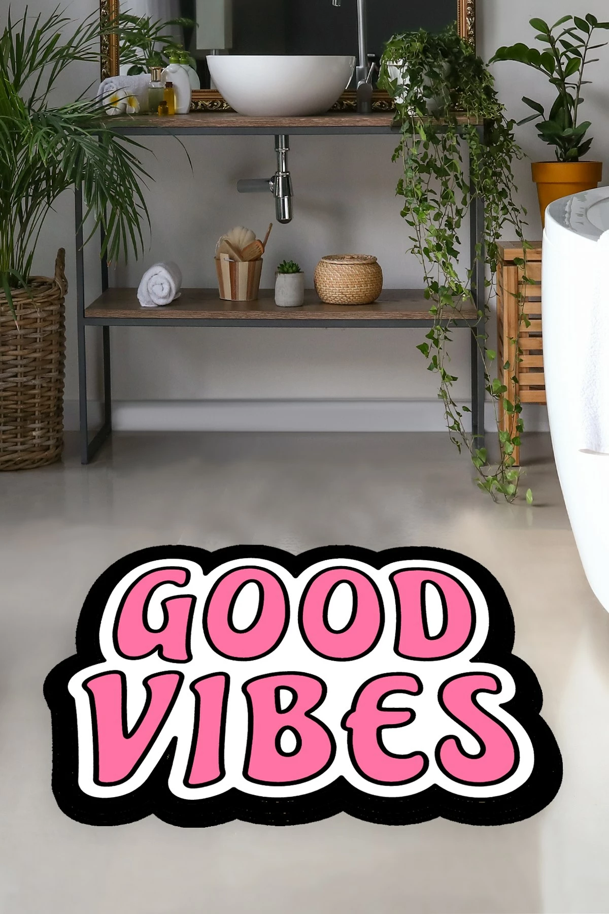 Tapet banjoje, dizajn 'Good Vibes', shumëngjyrësh, 60x100cm