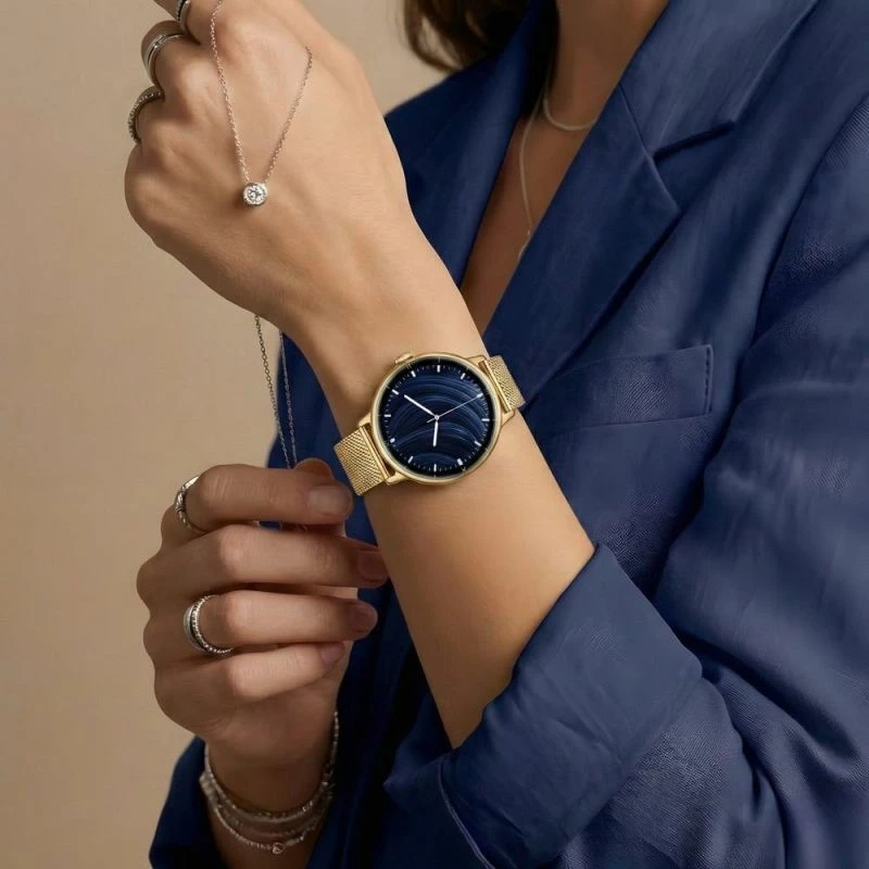 Smartwatch për femra Gravity GT33-1, rrip i artë + rrip rozë