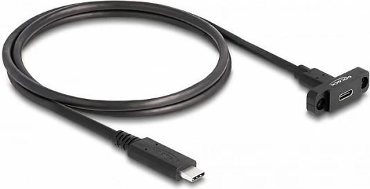 Kabllo USB-C DeLOCK SuperSpeed USB 3.2 Gen 2, 1 m, 10 Gbps, mashkull-në-femër (për montim), e zezë