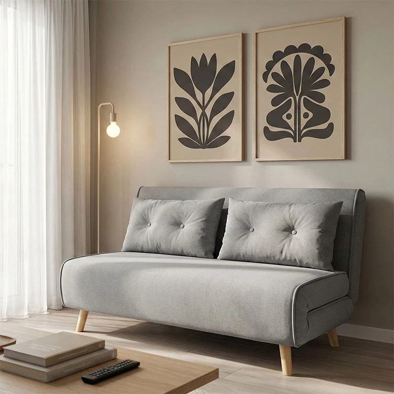 Divan-krevat Josuane dyvendësh, kadife gri, 122x80x81cm