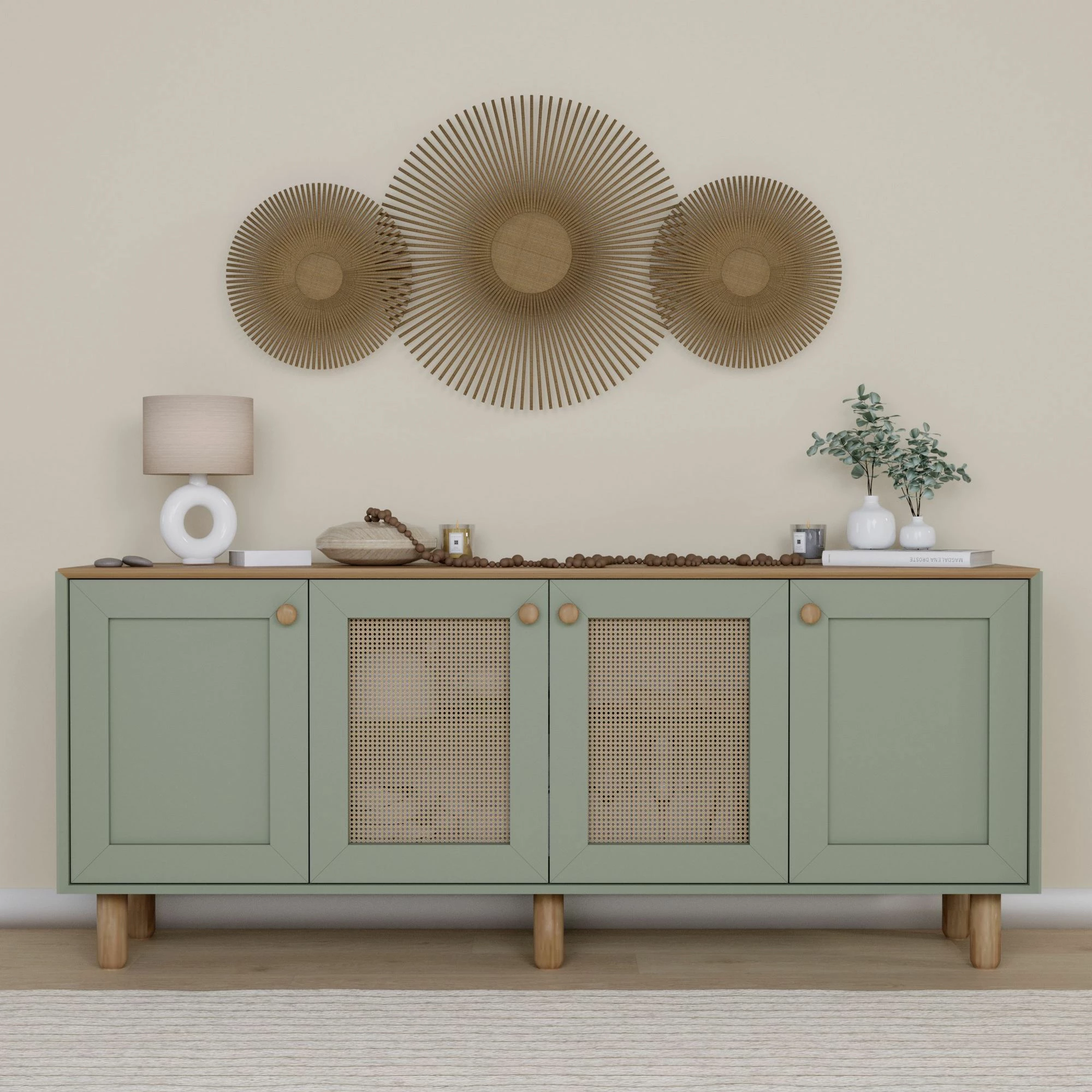Konsolë Skye Decor, stil bohemian, ngjyrë e gjelbër, 180x75x40cm