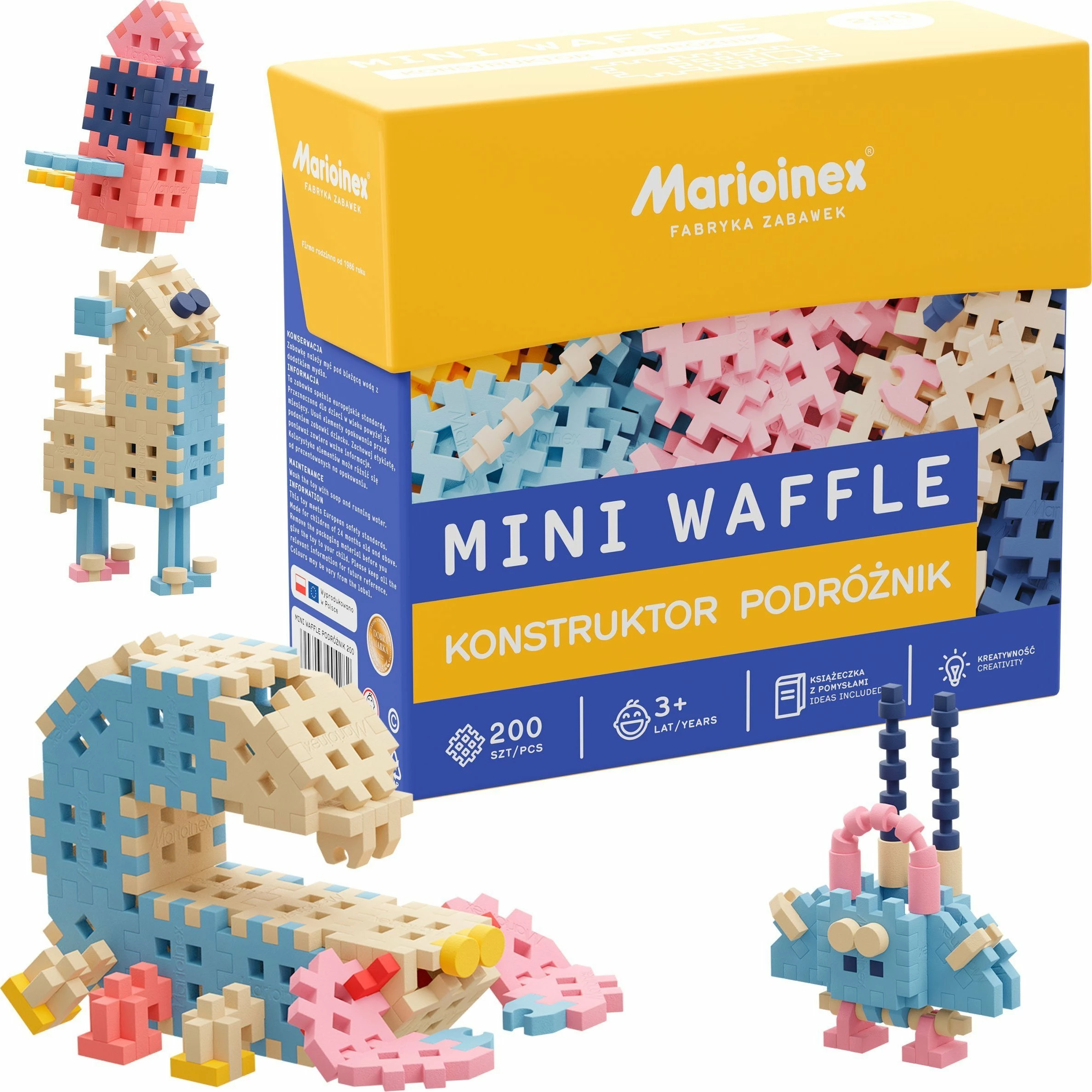Set blloqesh ndërtimi Marioinex Mini Waffle Konstruktor Traveler 200 copë, pastel