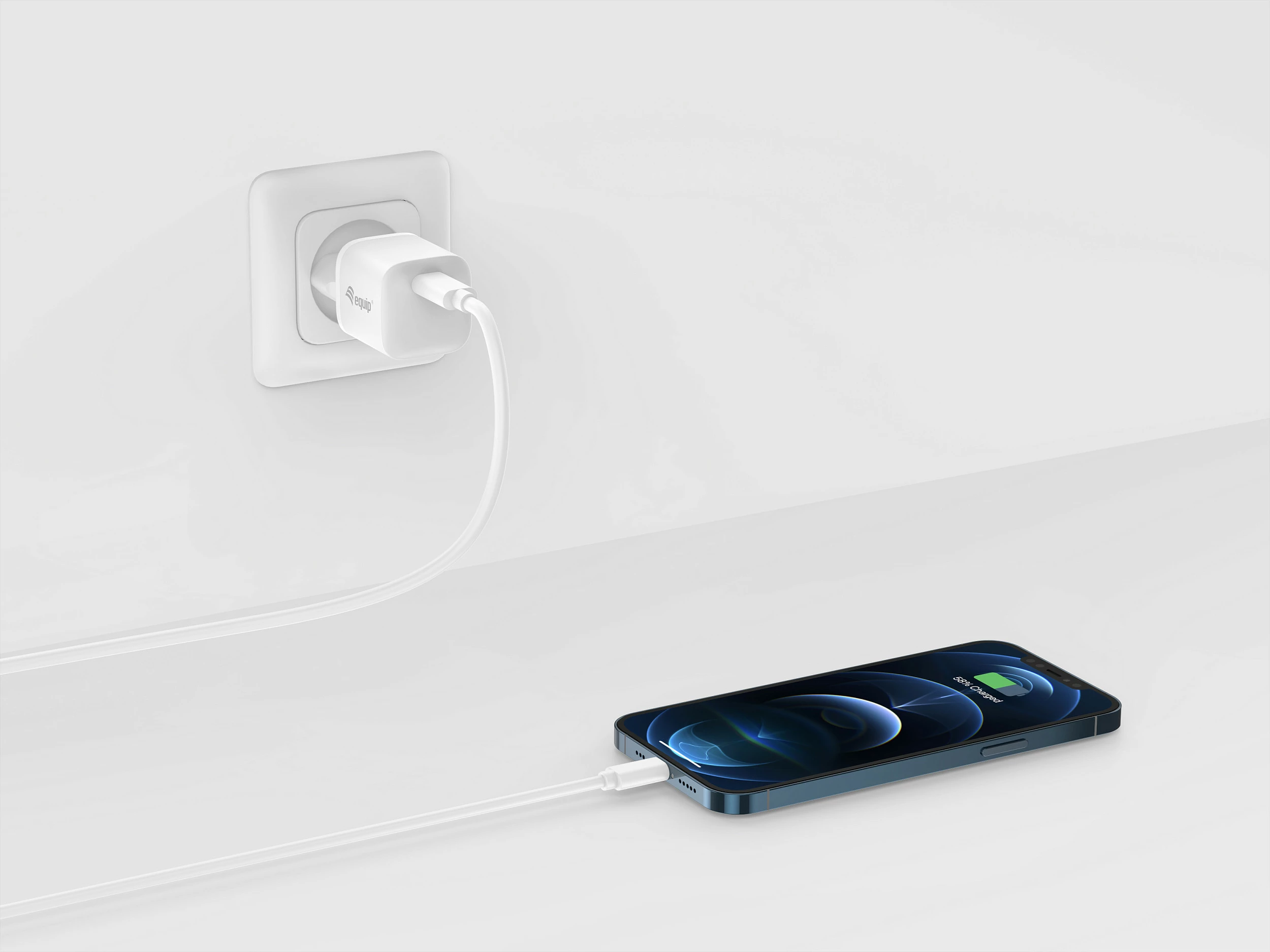 Karikues USB-C EQUIP 245520, PD 20W, 1 port, i bardhë