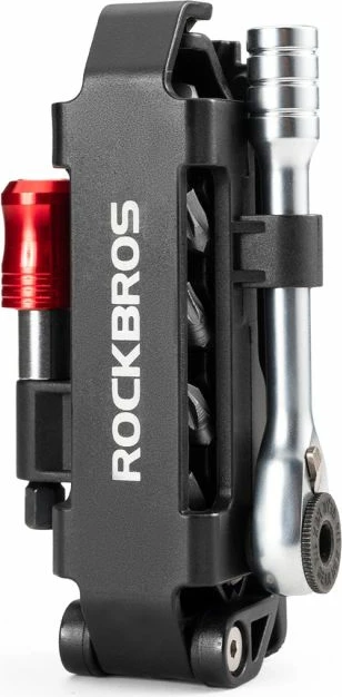 Set veglash për biçikletë Rockbros multitool me çelës ratchet dhe leva gomash, i zi