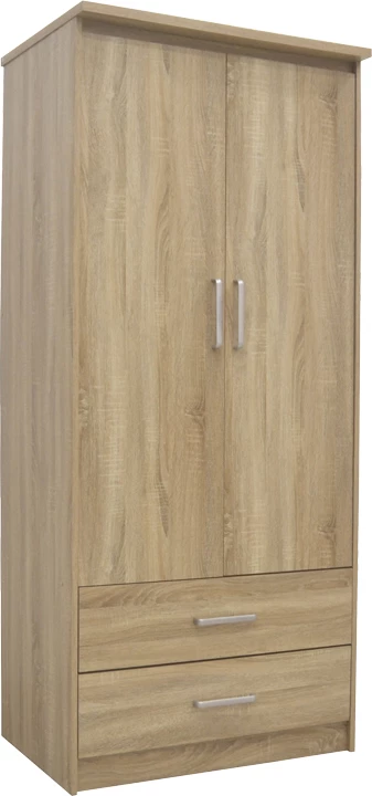 Dollap Olympus me 2 dyer dhe sirtarë, ngjyrë lisi të çelët, 81x57x183