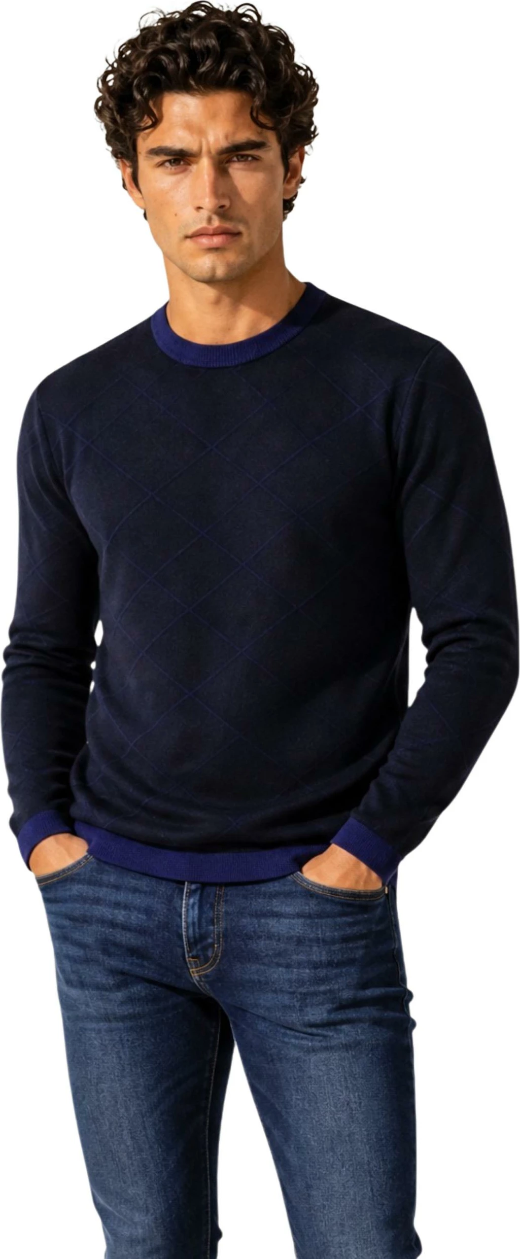 Xhemper për meshkuj Armani Exchange XM003012 AF26379, i kaltër i errët [Madhësia: XL]