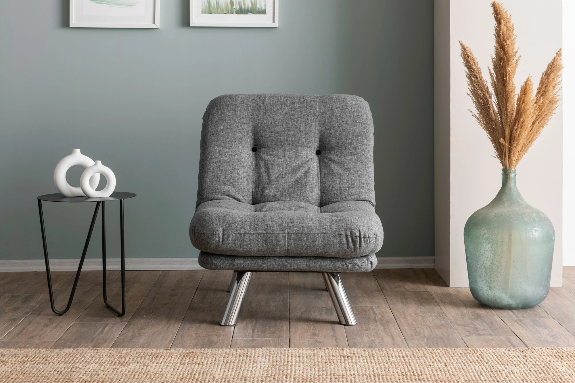 Krevat-karrige një vendësh Atelier del Sofa, Misa Small Solo, gri e çelët