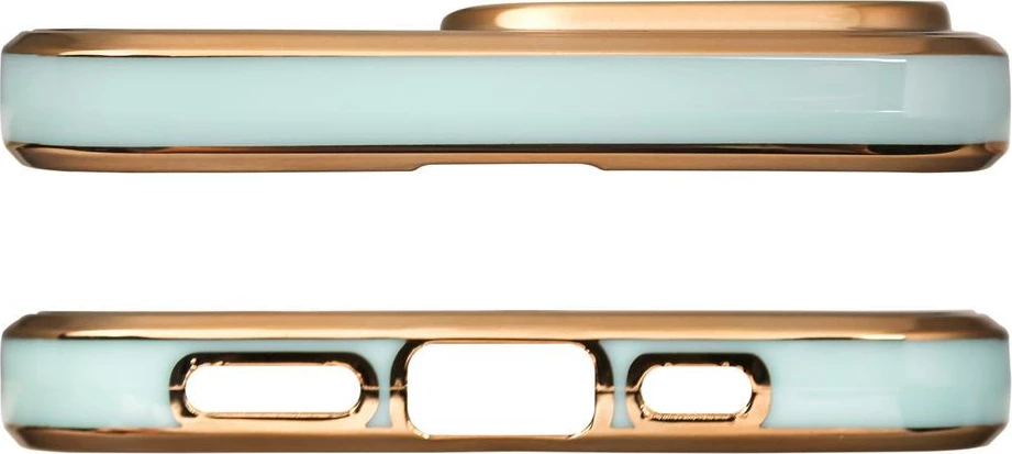 Mbështjellës Hurtel Fashion Case për iPhone 12 Pro Max, xhel, kornizë e artë, mint