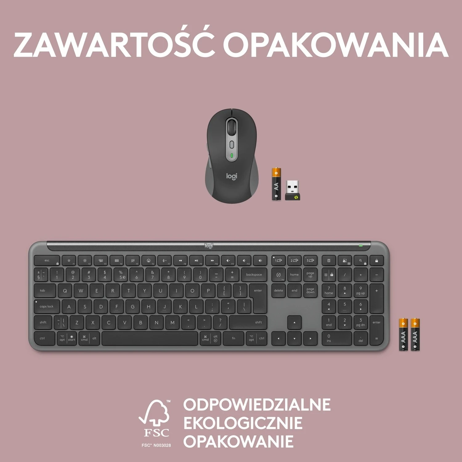 Tastierë dhe Maus Logitech Signature Slim MK950, Wireless, Grafit