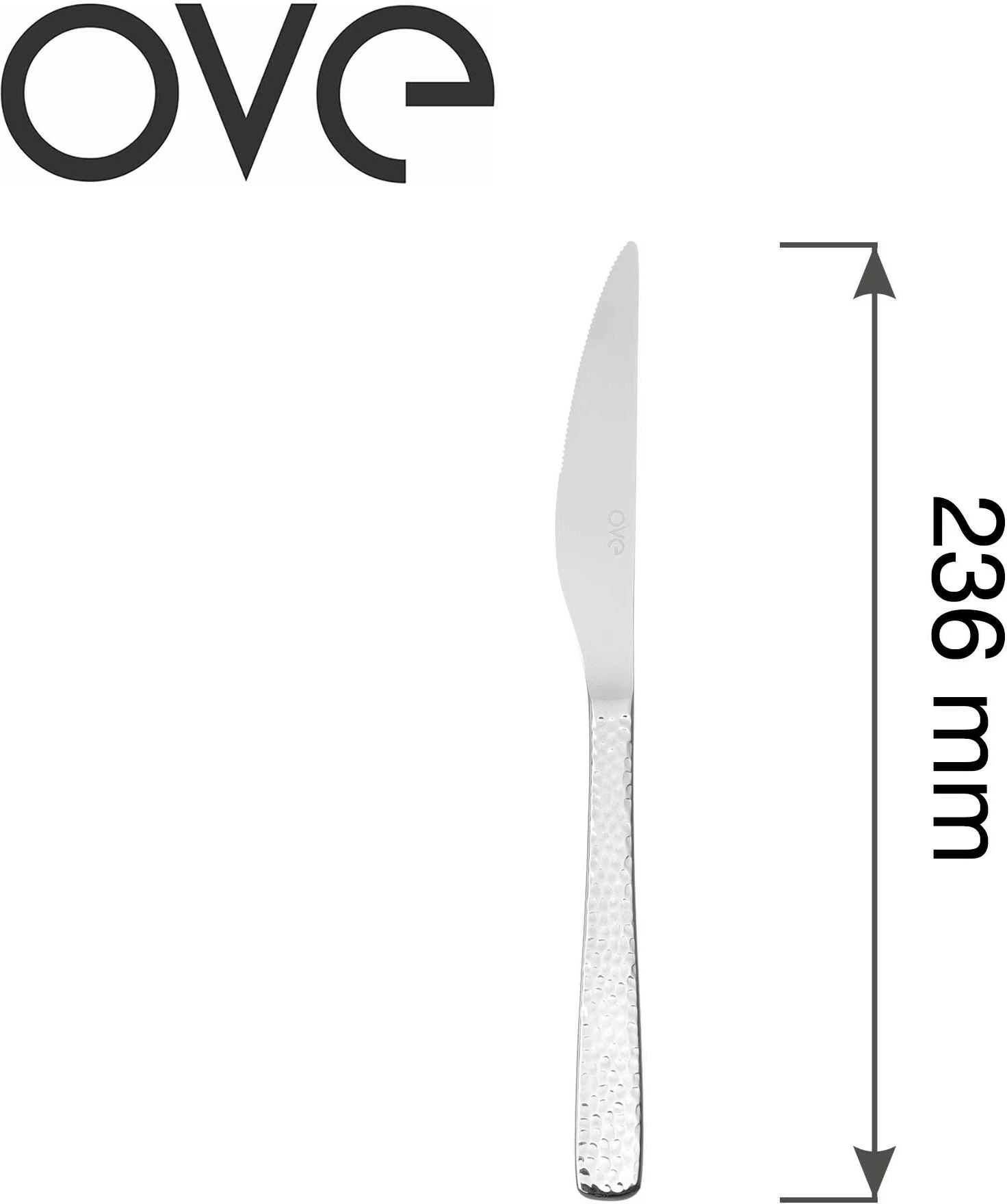 Thikë tavoline OVE Veneto 236 mm inox 18/10, trashësi 3.5 mm, set 12 copë, argjend