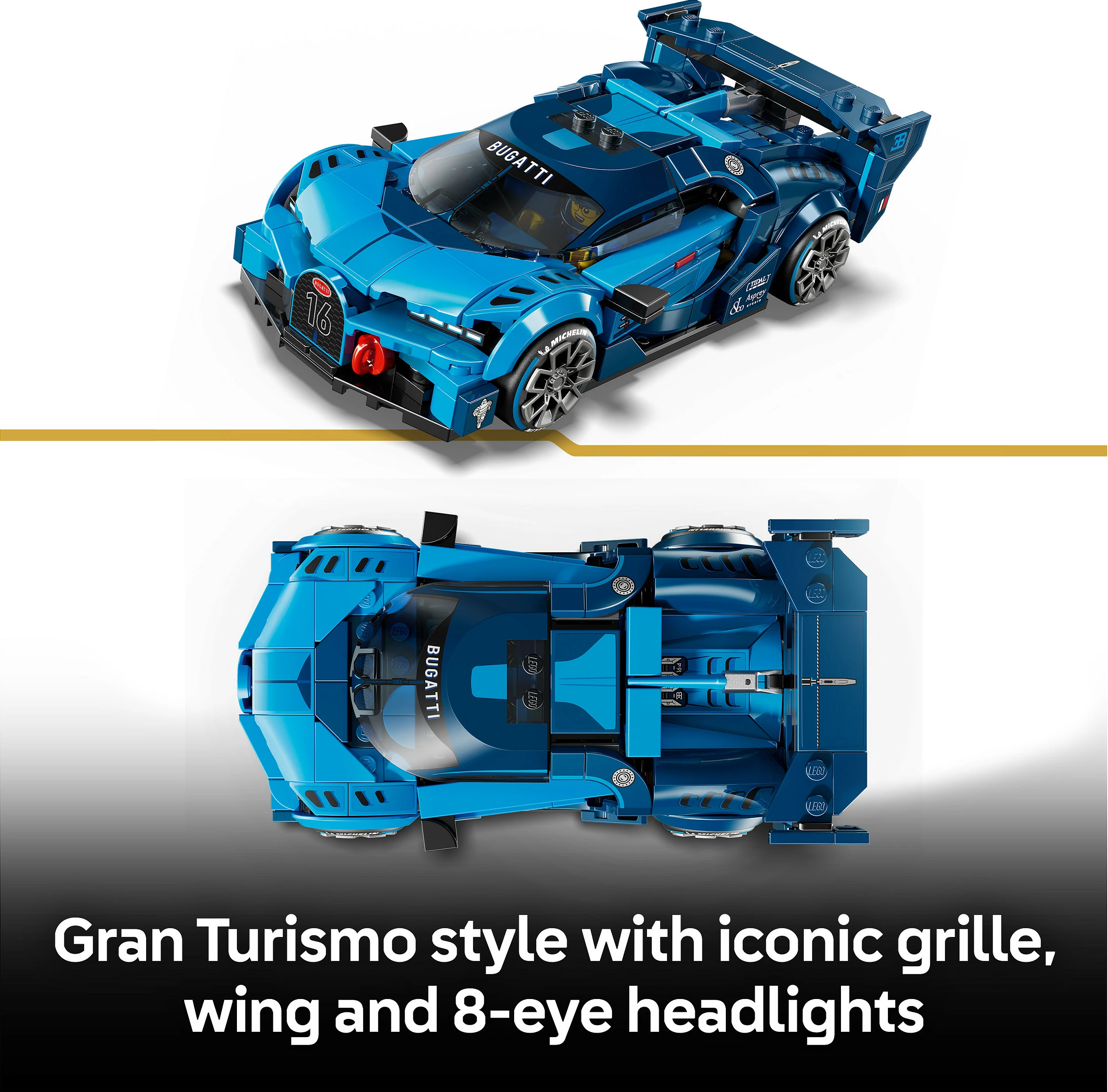 Set ndërtimi LEGO Speed Champions Bugatti Vision Gran Turismo 77253, 284 copë, 9+, kaltër