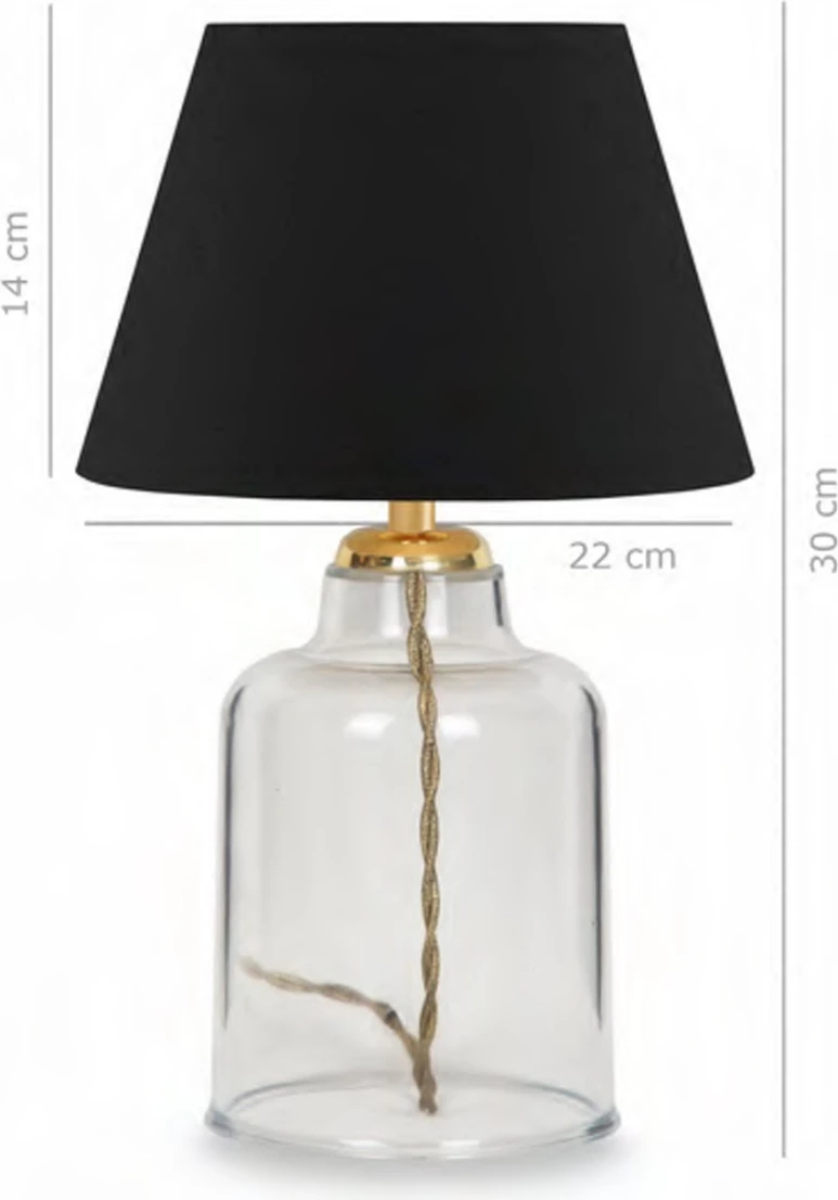 Llambë tavoline FH7583.02 kapak i zi, bazë transparente, shtyllë e artë