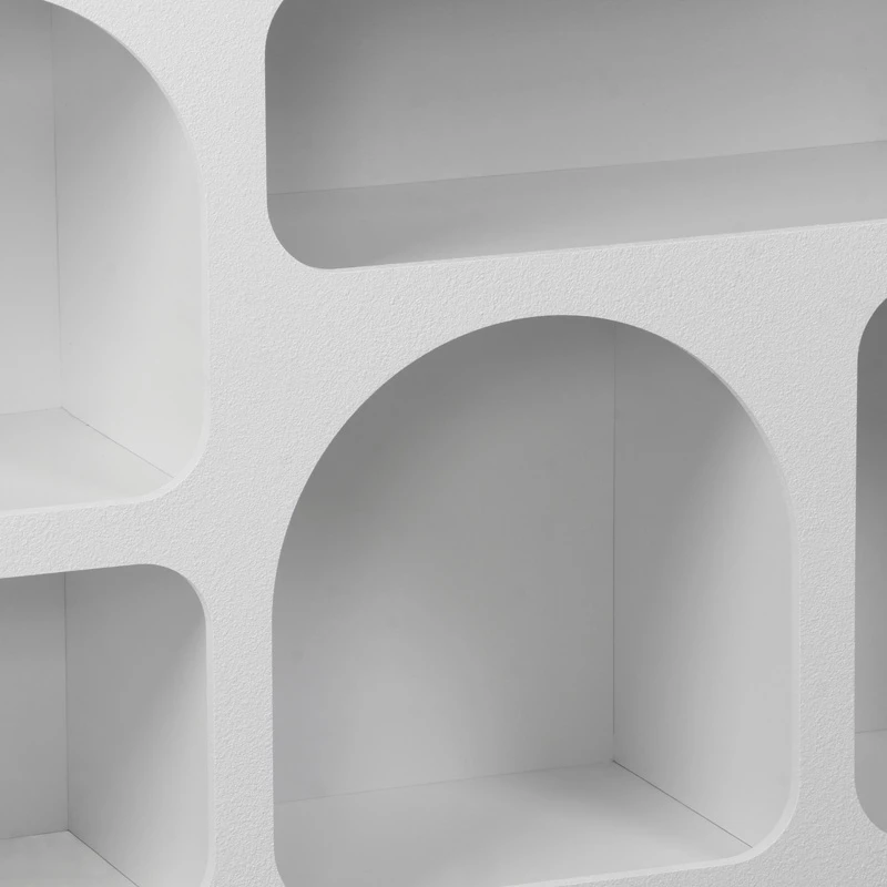 Bufe Emersi me rafte, MDF, ngjyrë e bardhë, 164x34x76cm