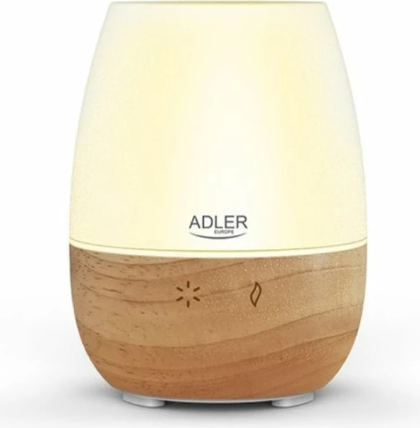 Difuzer aromash ultrasonik ADLER AD7967, 3-në-1, 130 ml, USB, LED 7 ngjyra, bardhë/imitim druri