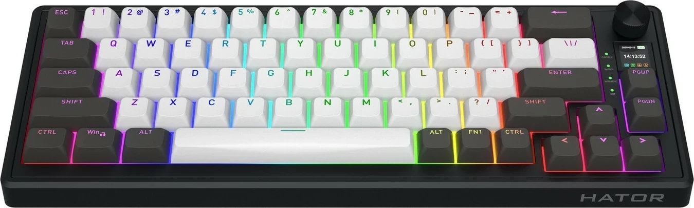 Tastierë mekanike Hator Skyfall 65 PRO, wireless, RGB, hot-swap, 65%, gri-zezë
