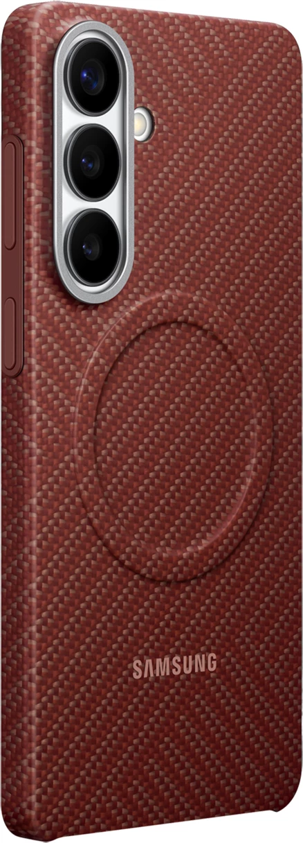 Mbështjellës Samsung Carbon Magnet për Galaxy S26+, kompatibil me MagSafe, fibër aramidi, i kuq, paketim kuti