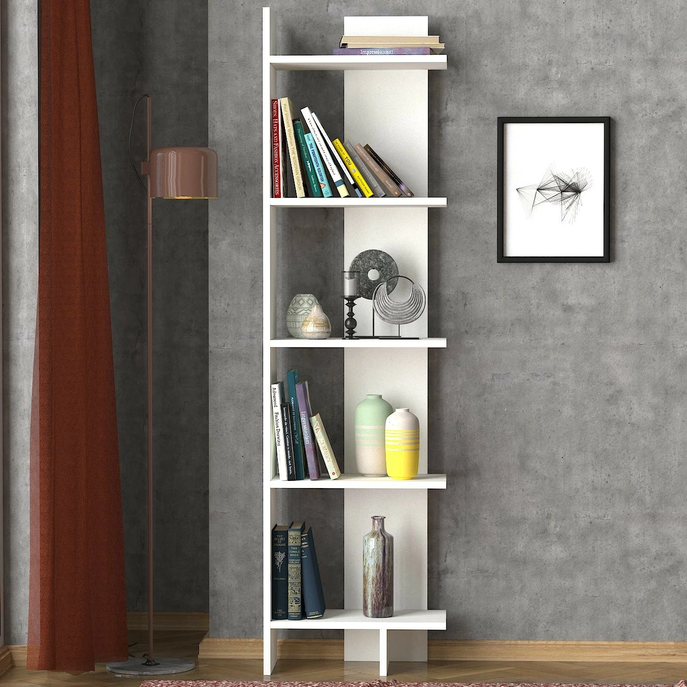 Raft librash Hanah Home, Perla, i bardhë