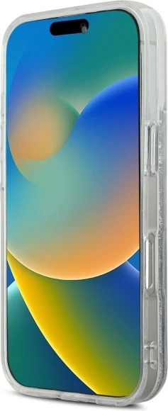 Mbështjellës Karl Lagerfeld Liquid Glitter Karl & Choupette Head MagSafe për iPhone 16 Plus, Transparent