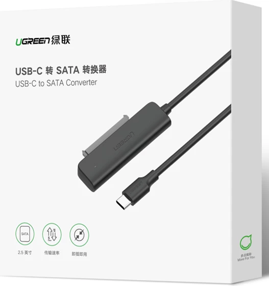 Adapter USB-C 3.1 Gen1 në SATA UGREEN 70610 për 2.5\" HDD/SSD, 50cm, i zi, në kuti
