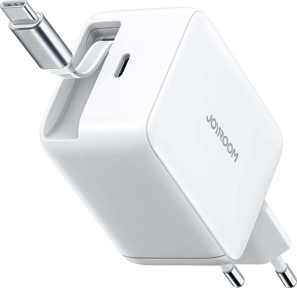 Karikues muri Joyroom JR-TCL06, 67W, GaN, me kabllo USB-C të integrume, Bardhë