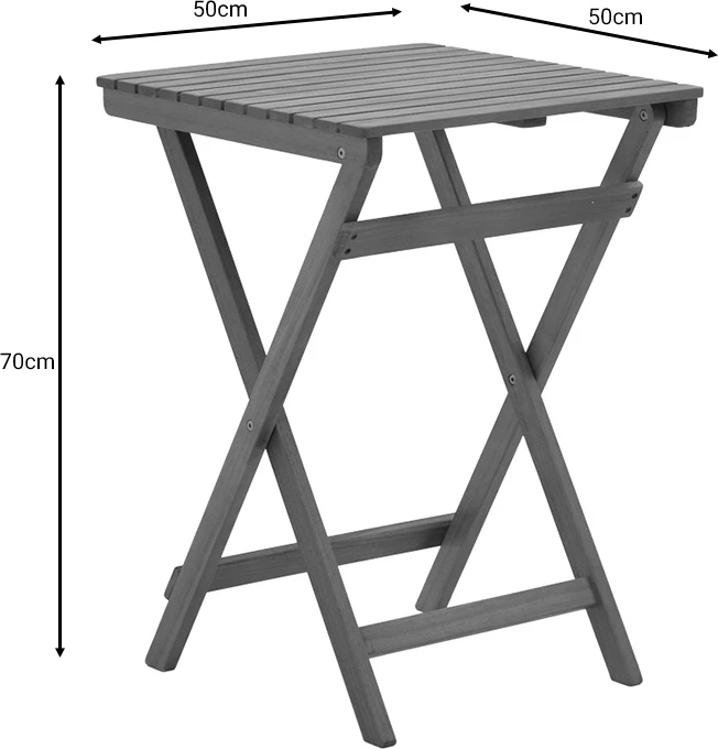 Tavolinë e palosshme Lazio dru akacie natyrale 50x50x70cm