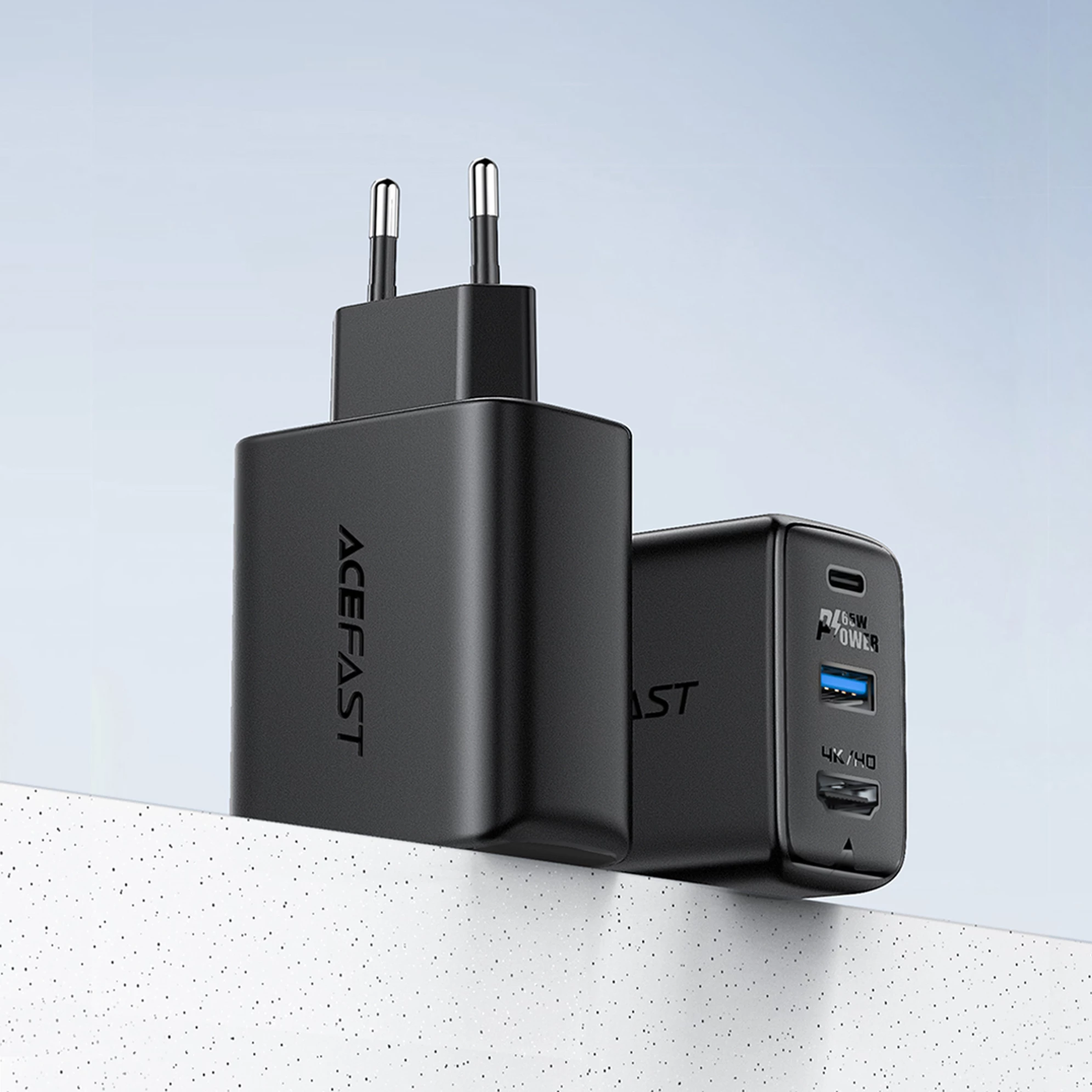 Karikues 2-në-1 Acefast A17, 65W, USB Type C/USB-A, HDMI 4K, me kabllo, Bardhë
