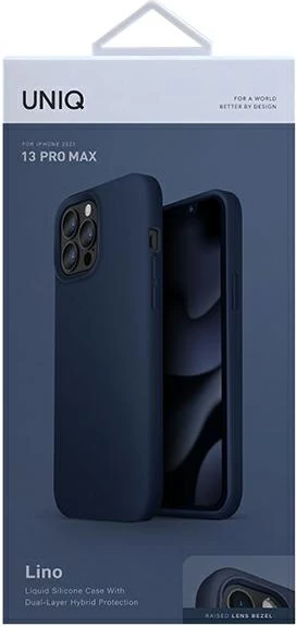 Mbështjellës UNIQ Lino për iPhone 13 Pro Max, silikon, blu