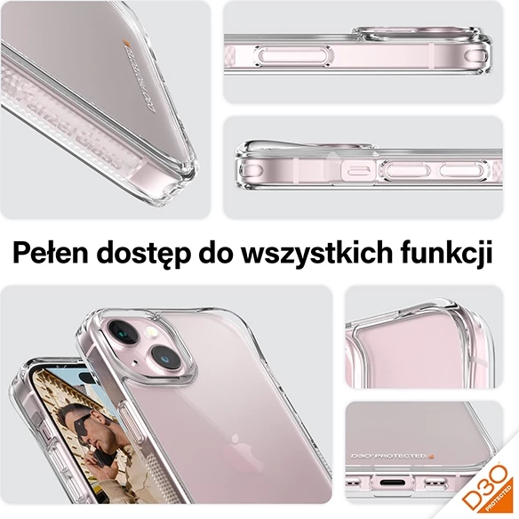 Mbështjellës PanzerGlass HardCase me D3O për iPhone 15/14/13, Transparent