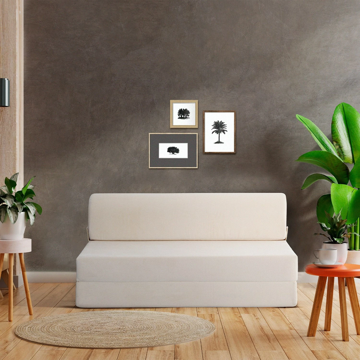 Divan-krevat dy ulëse, kadife bezhë, Atelier del Sofa, Magic