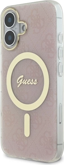 Mbështjellës Guess IML 4G MagSafe për iPhone 16 Plus, Rozë