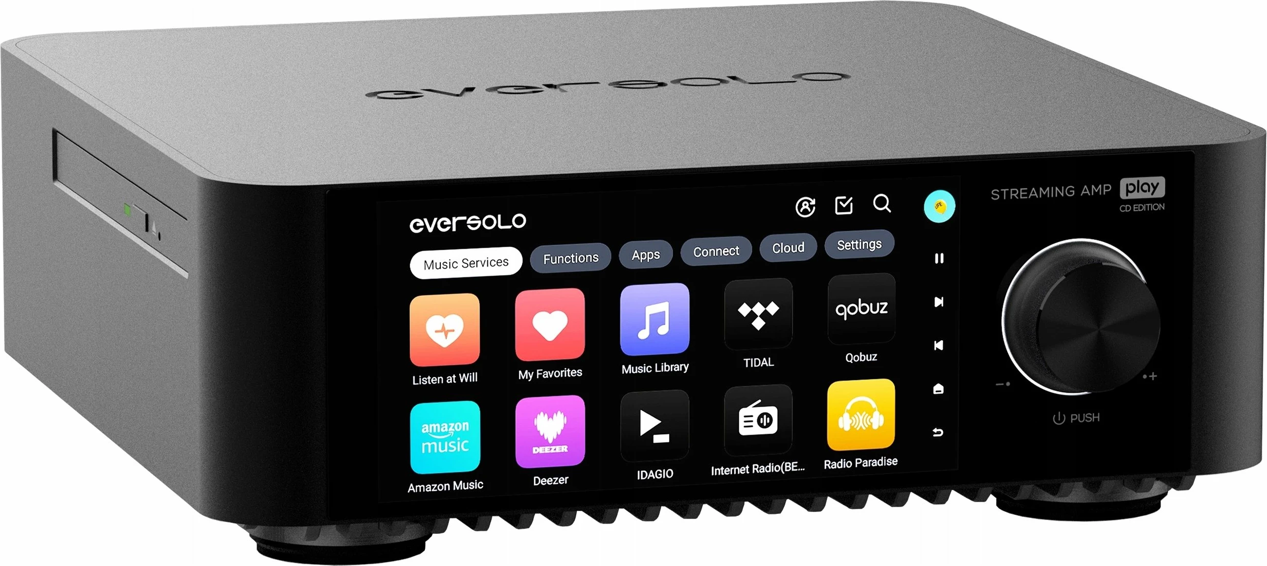 Amplifikator all-in-one Eversolo PLAY CD Edition, 2.0, Class D, ekran me prekje 5.5", AirPlay, i zi