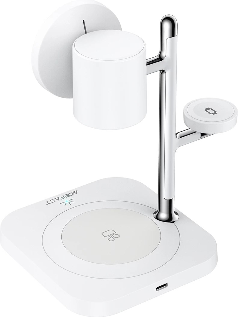 Stacion karikimi wireless Acefast E39 Qi2.2 25W 4-në-1 me dritë nate, i bardhë