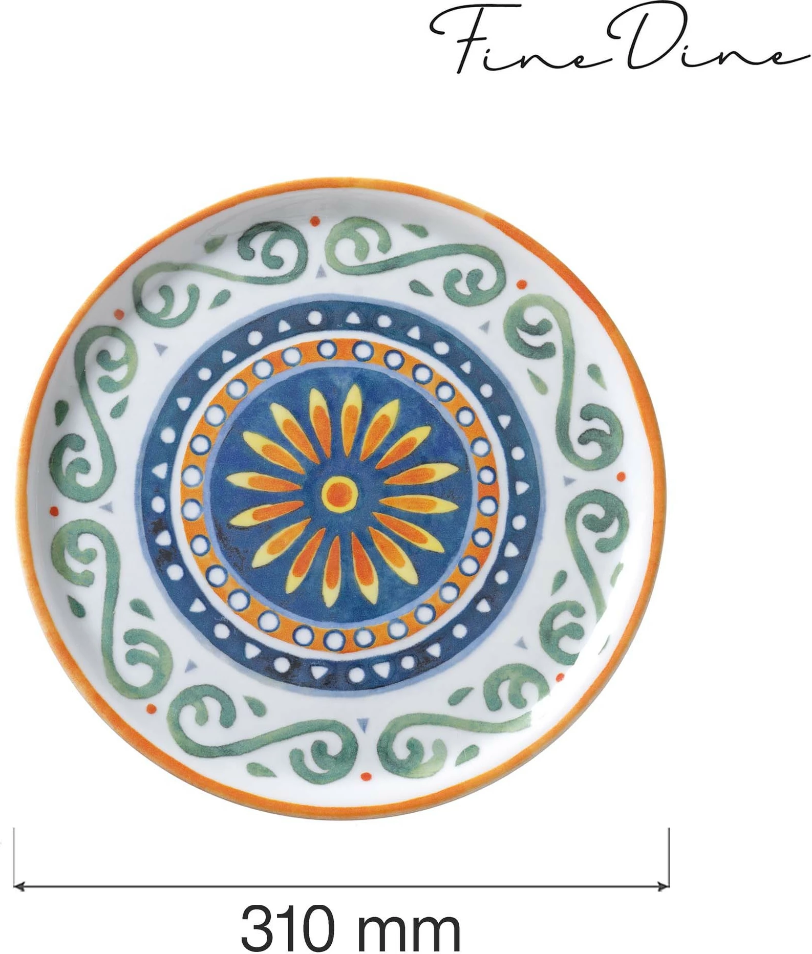 Pjatë pice Fine Dine Speciale 779545 310 mm, porcelan, set 6 copë, Capri