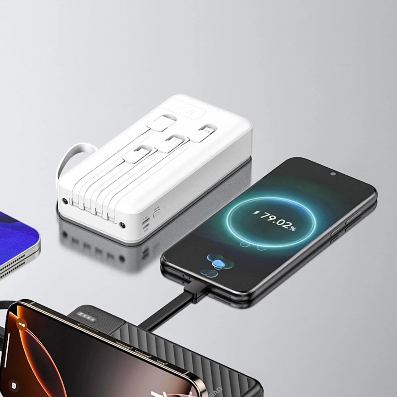 Powerbank Dudao K11 Pro 20000mAh me kabllo të integruara, Bardhë