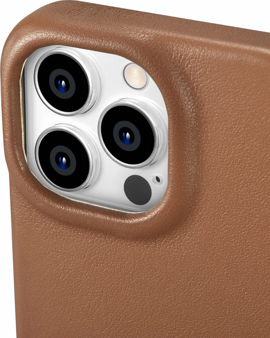 Mbështjellës iCarer CE Premium lëkurë për iPhone 14 Pro, MagSafe, kafe