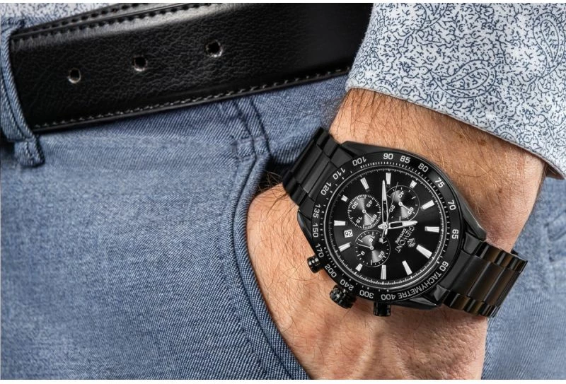 Orë dore meshkuj Giewont GW9580-B2, e zezë