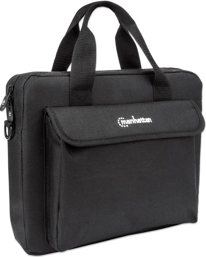 Çantë laptopi Manhattan London 12.5 inç, messenger, xhep për aksesorë, e zezë