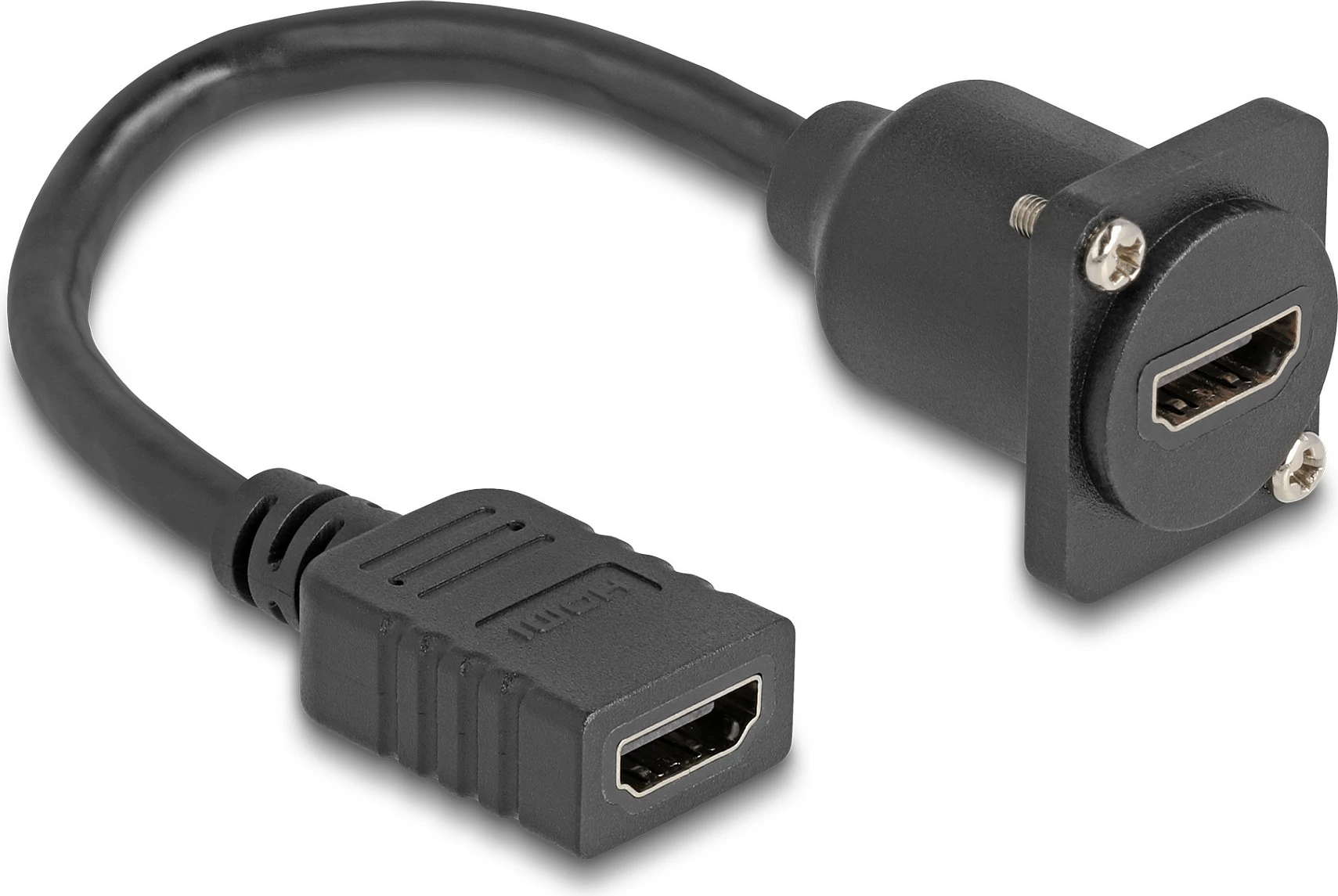 Kabllo HDMI DeLOCK D-Type femër në femër, 20 cm, 4K 60Hz, e zezë