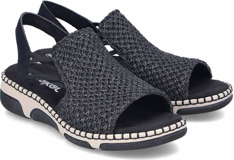 Sandale platforme femra Rieker 66241-00, të zeza