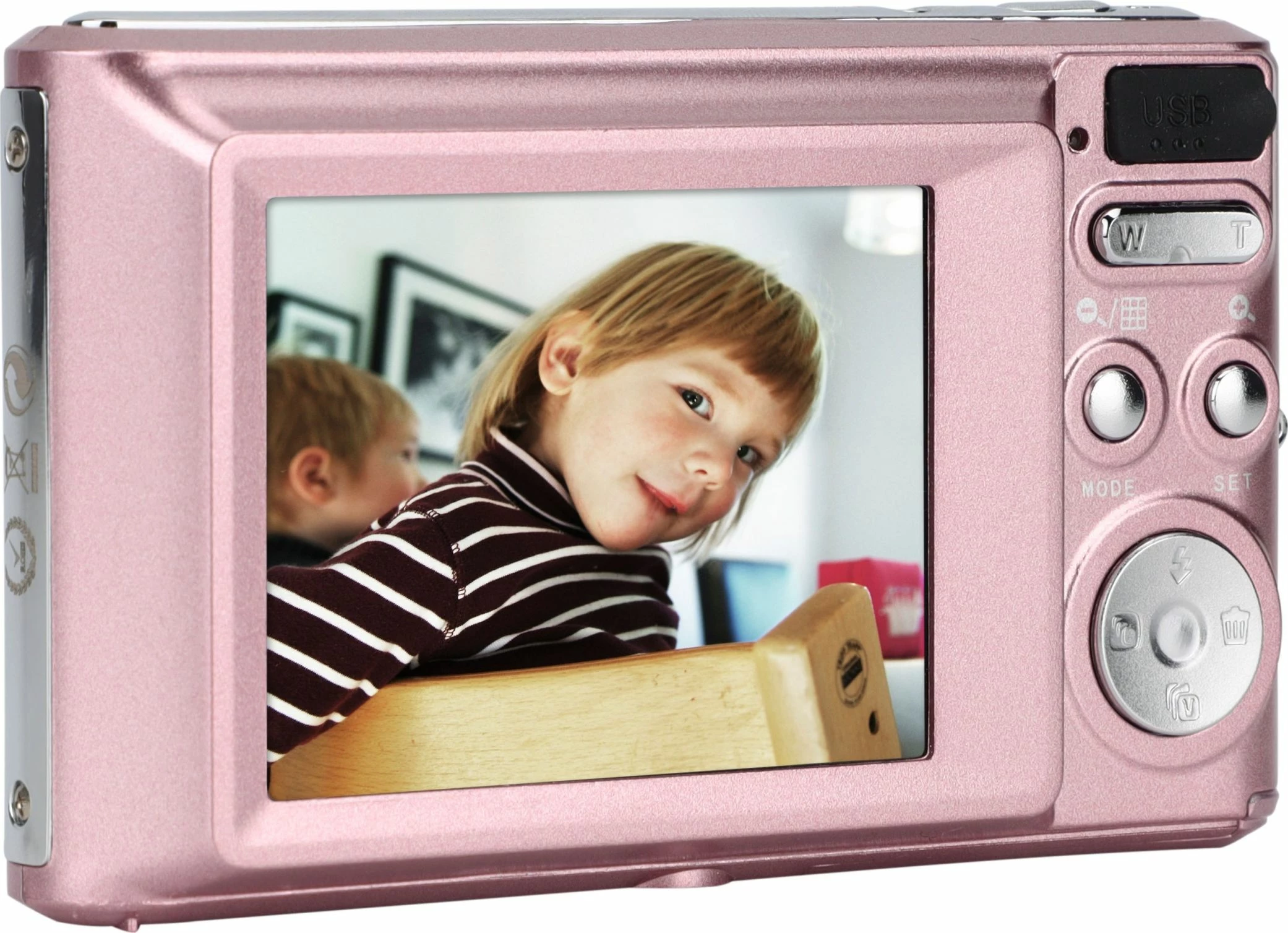 Kamerë digjitale AgfaPhoto DC5200 21MP HD 720p ekran 2.4\" zoom digjital 8x, rozë, me rrip dore dhe kabllo USB