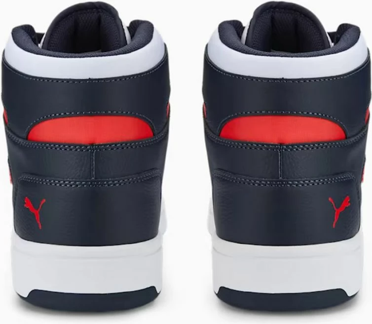 Atlete Puma për meshkuj, të bardha me të kuqe dhe blu marine