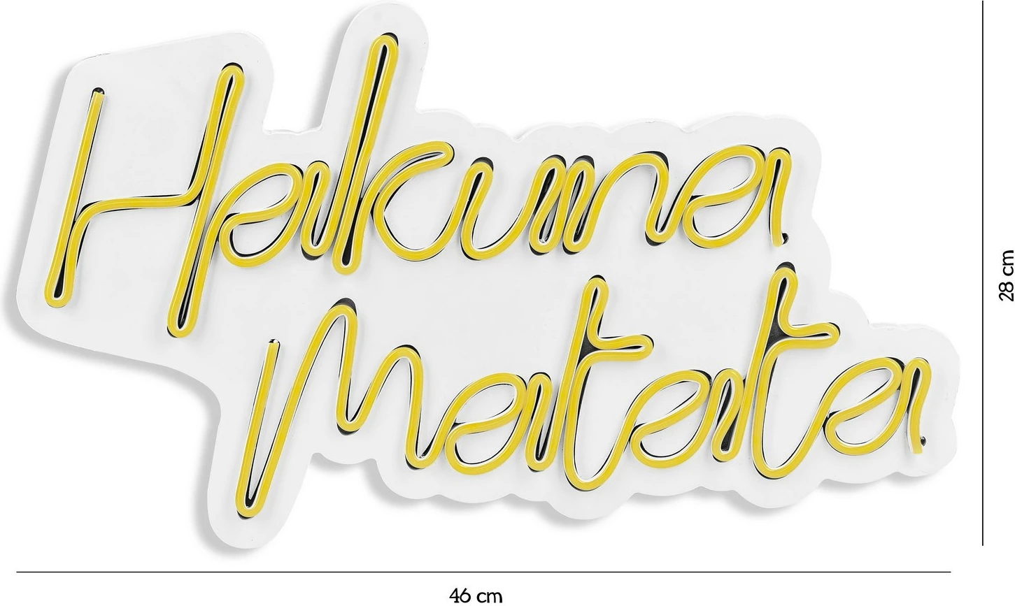 Dritë dekorative LED në mur, Hakuna Matata, plastike, ngjyrë e verdhë